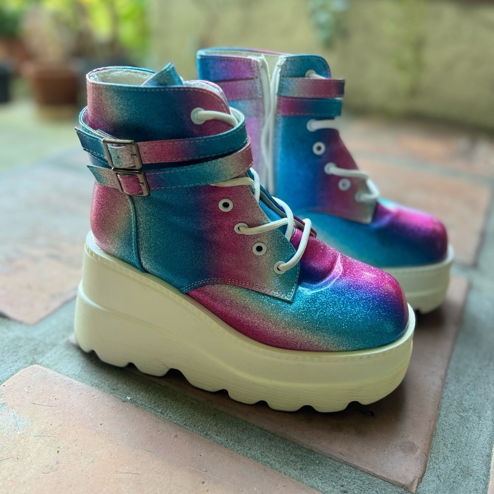 Rainbow Holographic Platform Shoes - 7/7.5